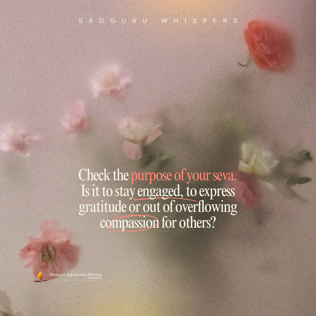 Check the purpose of your seva. Is it to stay engaged, to express gratitude or out of overflowing compassion for others?