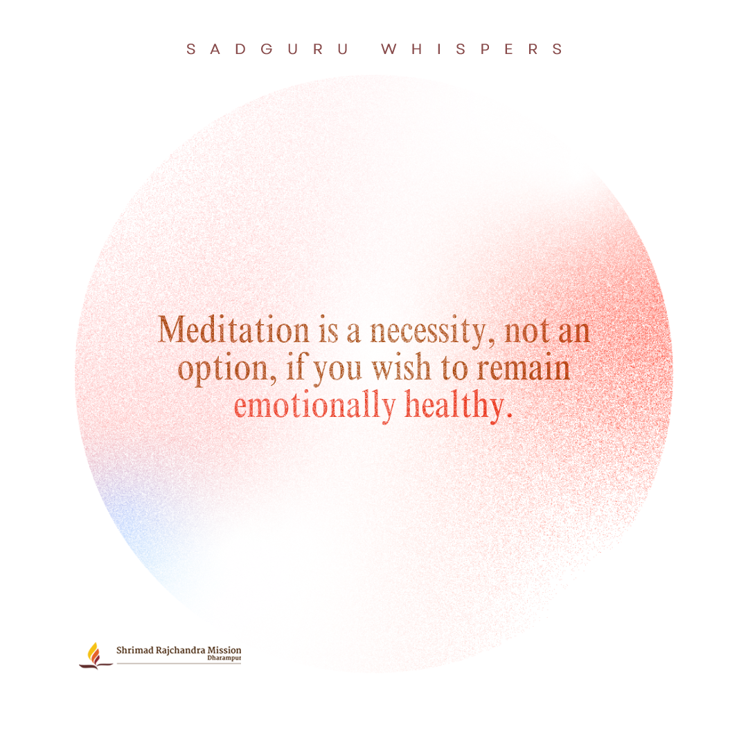 Meditation is a necessity, not an option, if you wish to remain emotionally healthy.