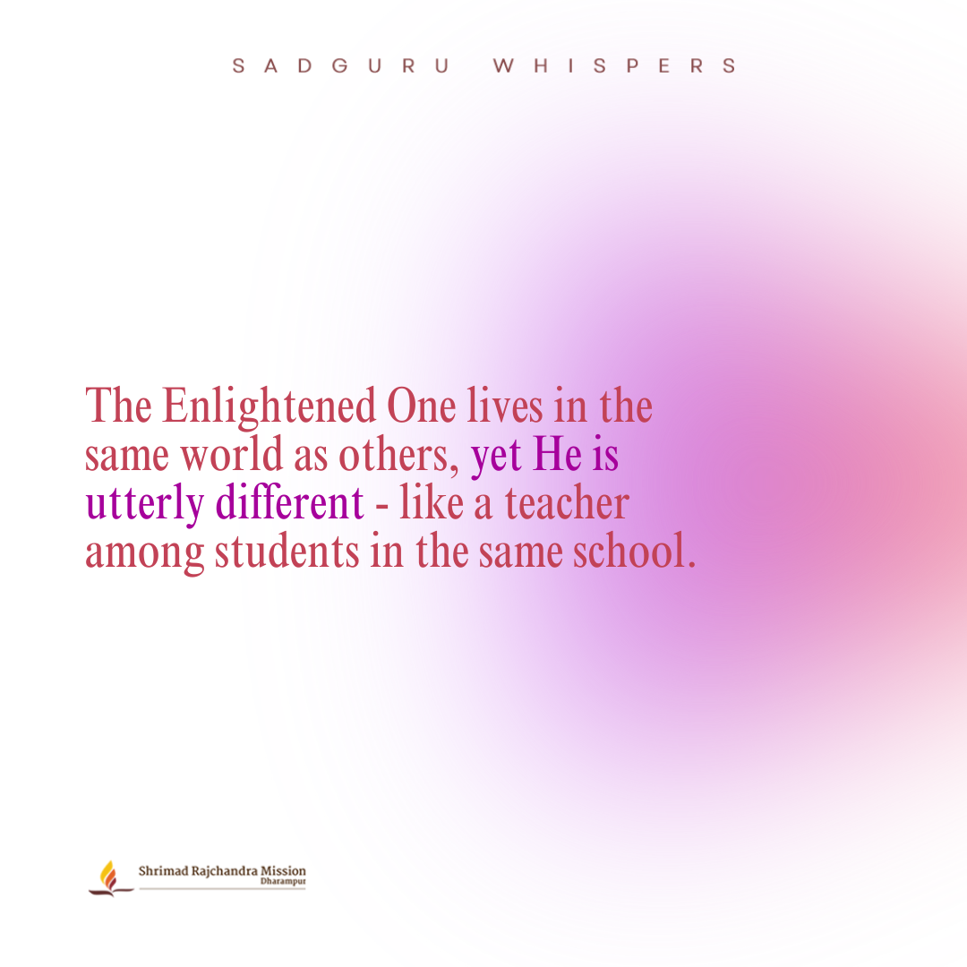 The Enlightened One lives in the same world as others, yet He is utterly different - like a teacher among students in the same school.