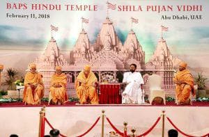 Pujya Gurudevshri Graces the Foundation Stone-laying Ceremony of Hindu Temple in Abu Dhabi
