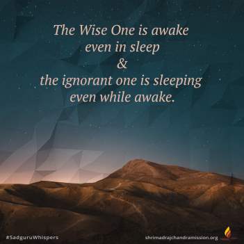The Wise One is awake even in sleep & the ignorant one is sleeping even while awake.