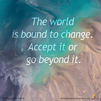The world is bound to change. Accept it or go beyond it.