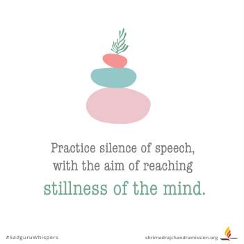 Practice silence of speech, with the aim of reaching stillness of the mind.