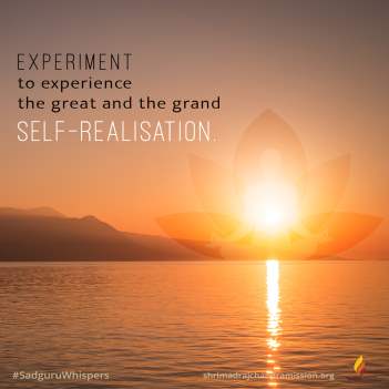 Experiment to experience the great and the grand Self-realisation.