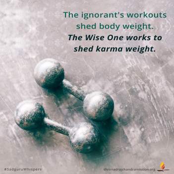 The ignorant's workouts shed body weight.The Wise One works to shed karma weight.